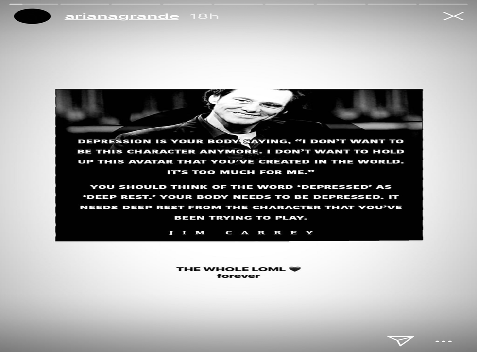 Ariana Grande Posts Quotes About Depression After Saying Performing Is Hell The Independent The Independent