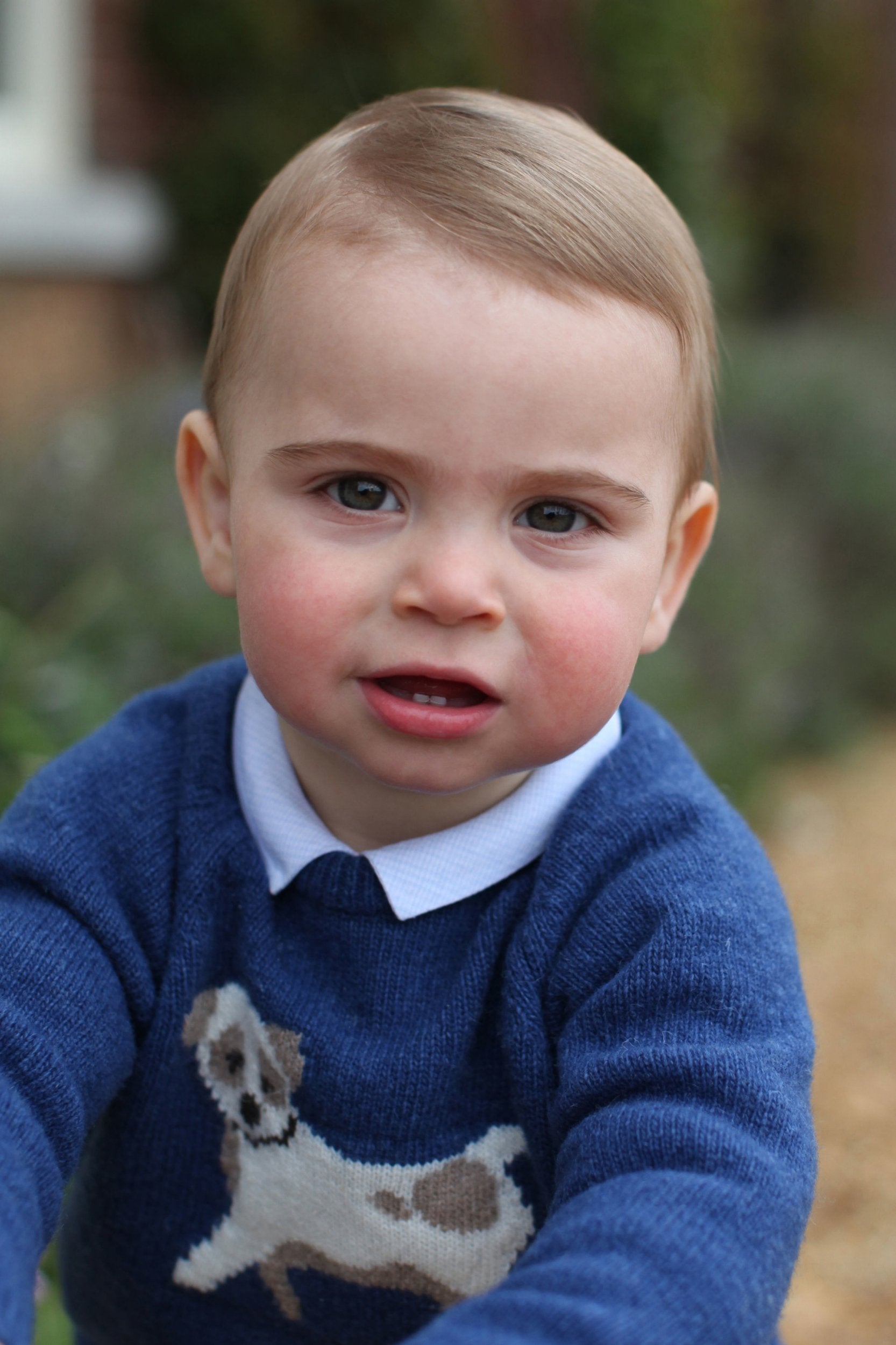 The youngster flashed his two bottom teeth to the camera