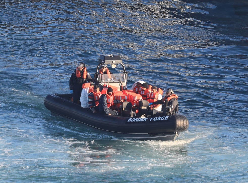 A Border Force vessel arriving at Dover Marina