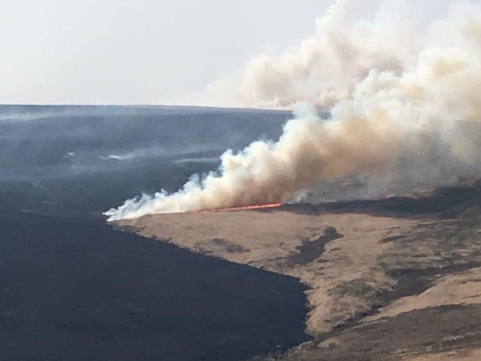 At least 300 hectares of moorland have been covered in smoke and flames at Marsden Moor