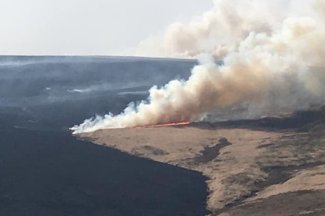 At least 300 hectares of moorland have been covered in smoke and flames at Marsden Moor