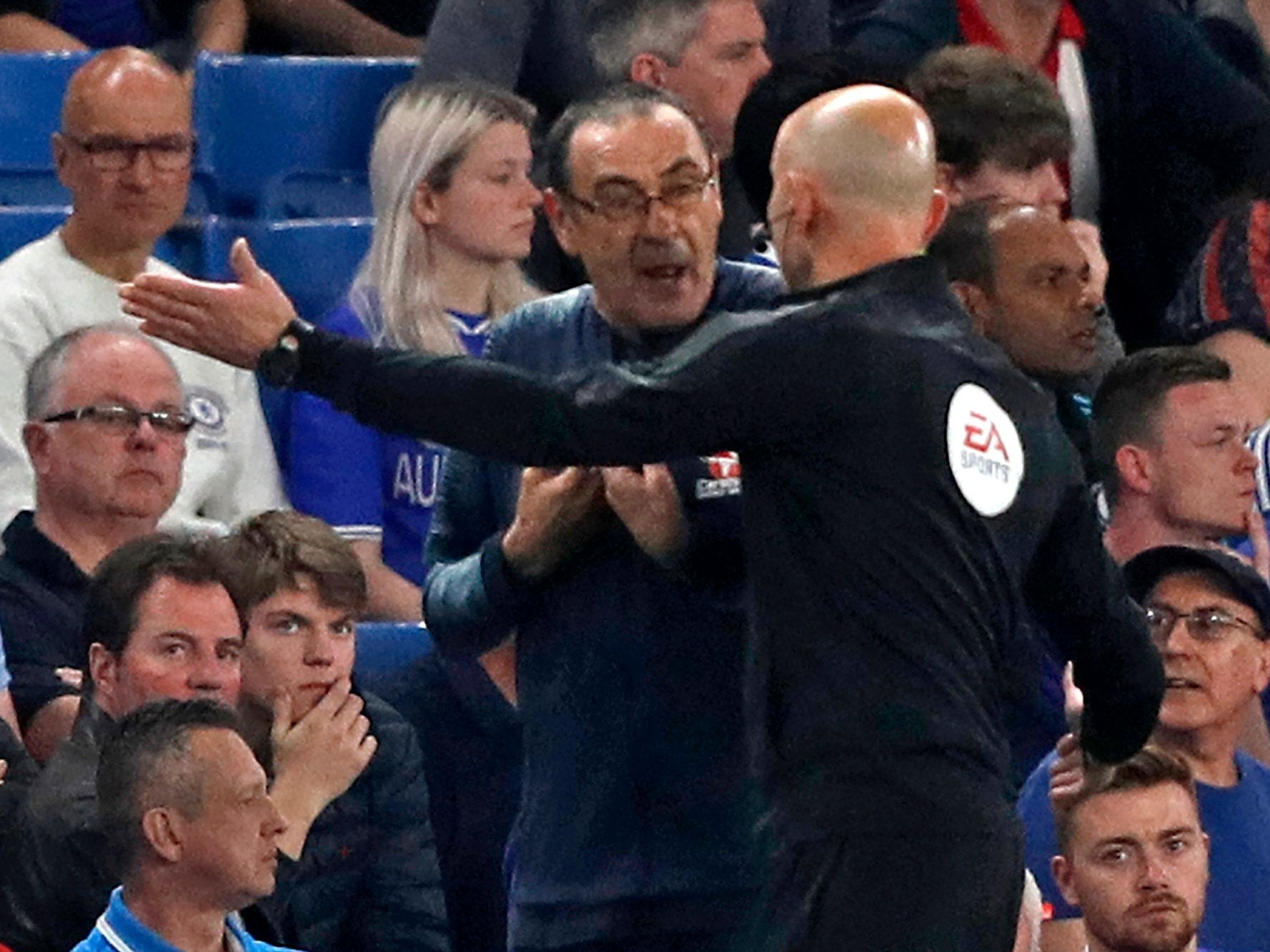 Maurizio Sarri was sent off during Chelsea's 2-2 draw with Burnley (AFP/Getty)