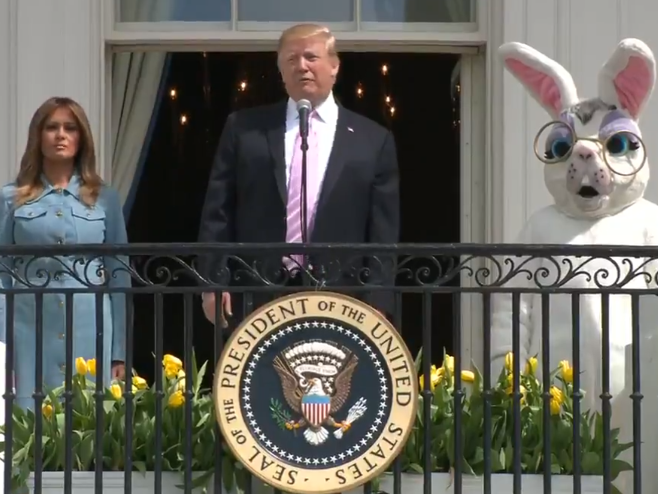 Trump boasts about size of US military during children's Easter egg event