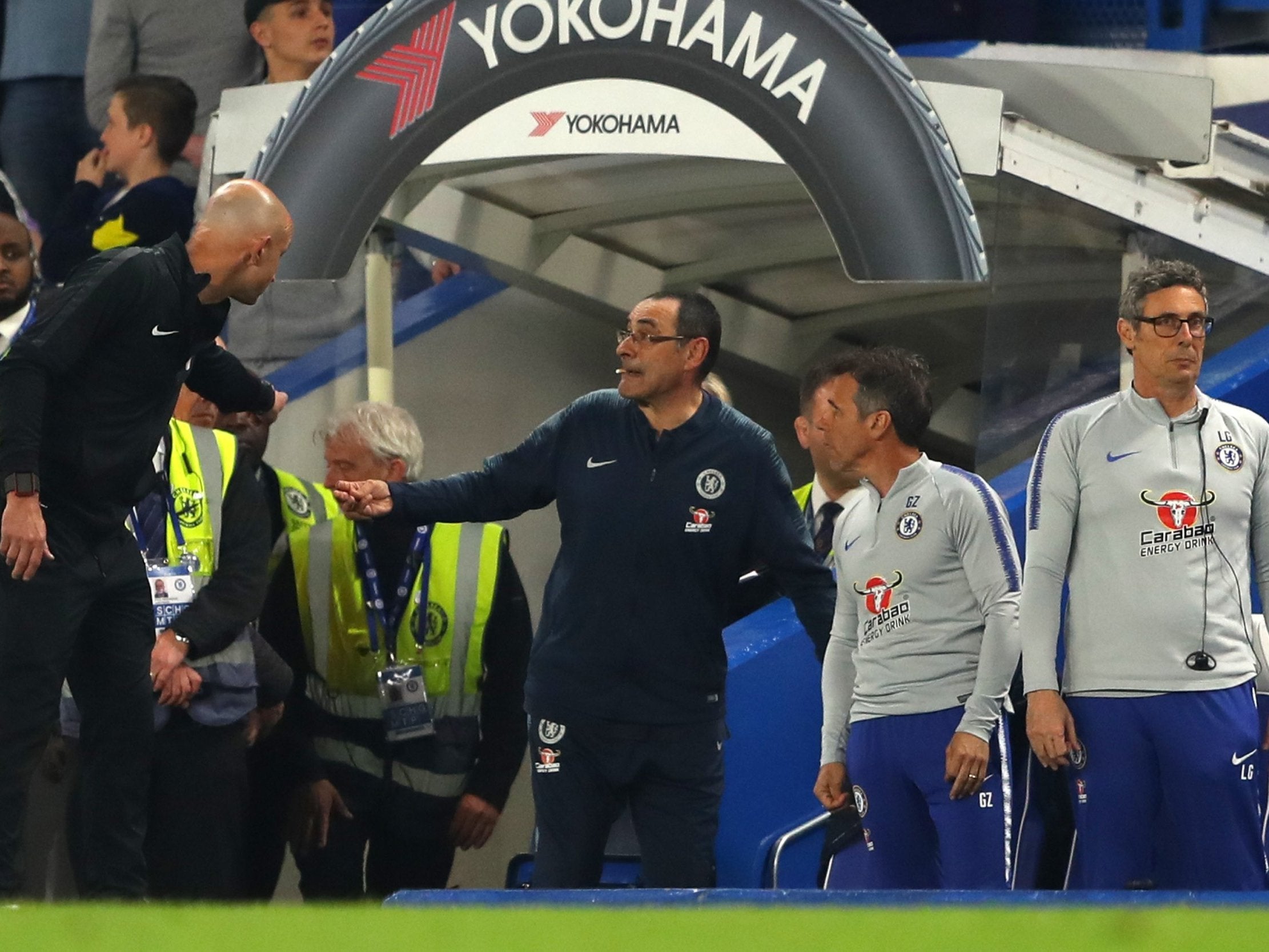 Sarri was sent off for his involvement in the ugly scenes which marred the end of Chelsea’s draw with Burnley