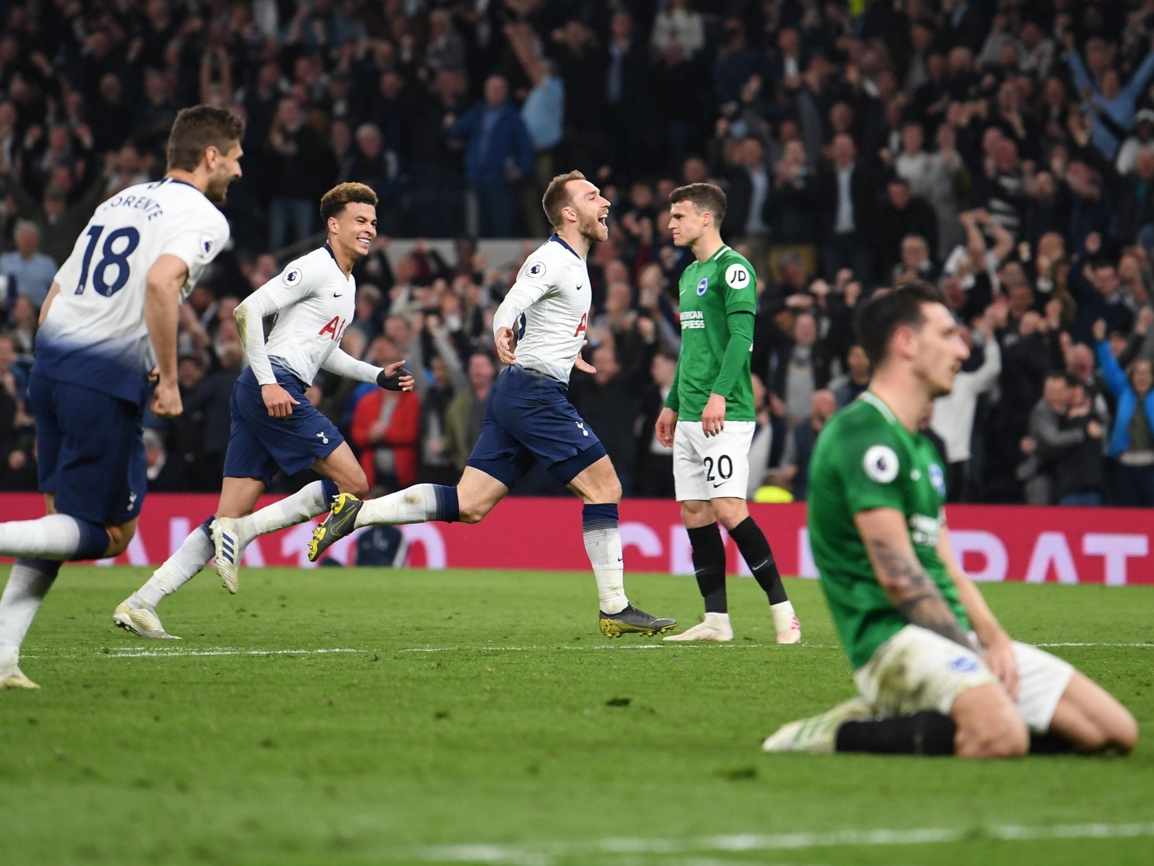 Eriksen scored the winner against Brighton