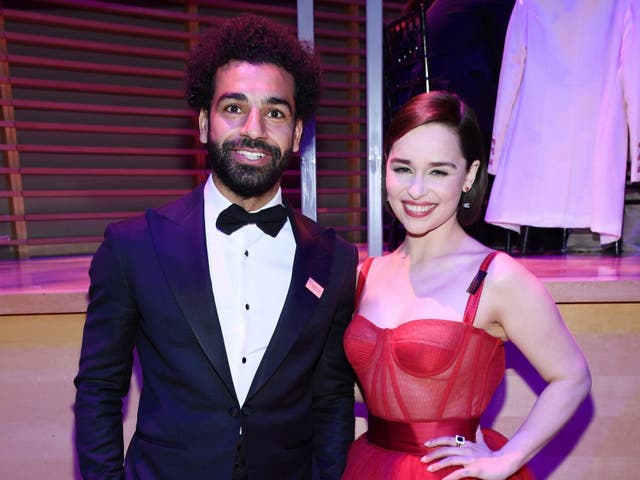 Mohamed Salah and Emilia Clarke attend the TIME 100 Gala 2019 Dinner