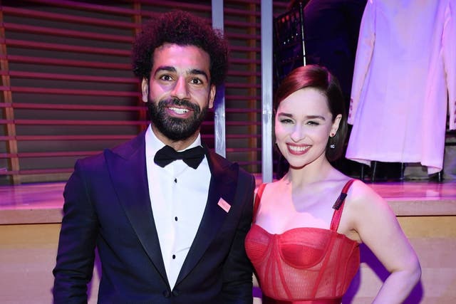 Mohamed Salah and Emilia Clarke attend the TIME 100 Gala 2019 Dinner