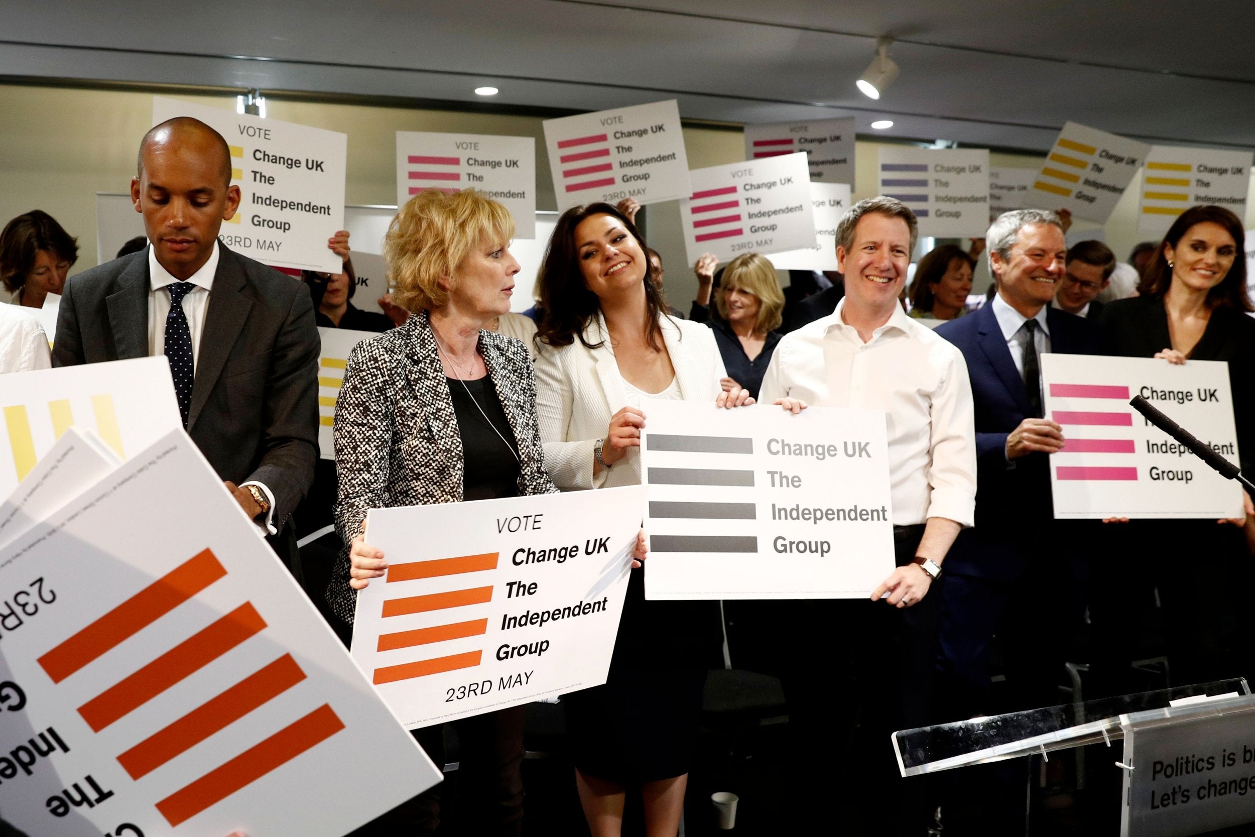 Chuka Umunna, Anna Soubry, Heidi Allen and Chris Leslie at the party's launch in Bristol on Wednesday