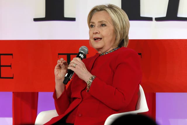 Hillary Clinton speaks during a Time 100 Summit, in New York