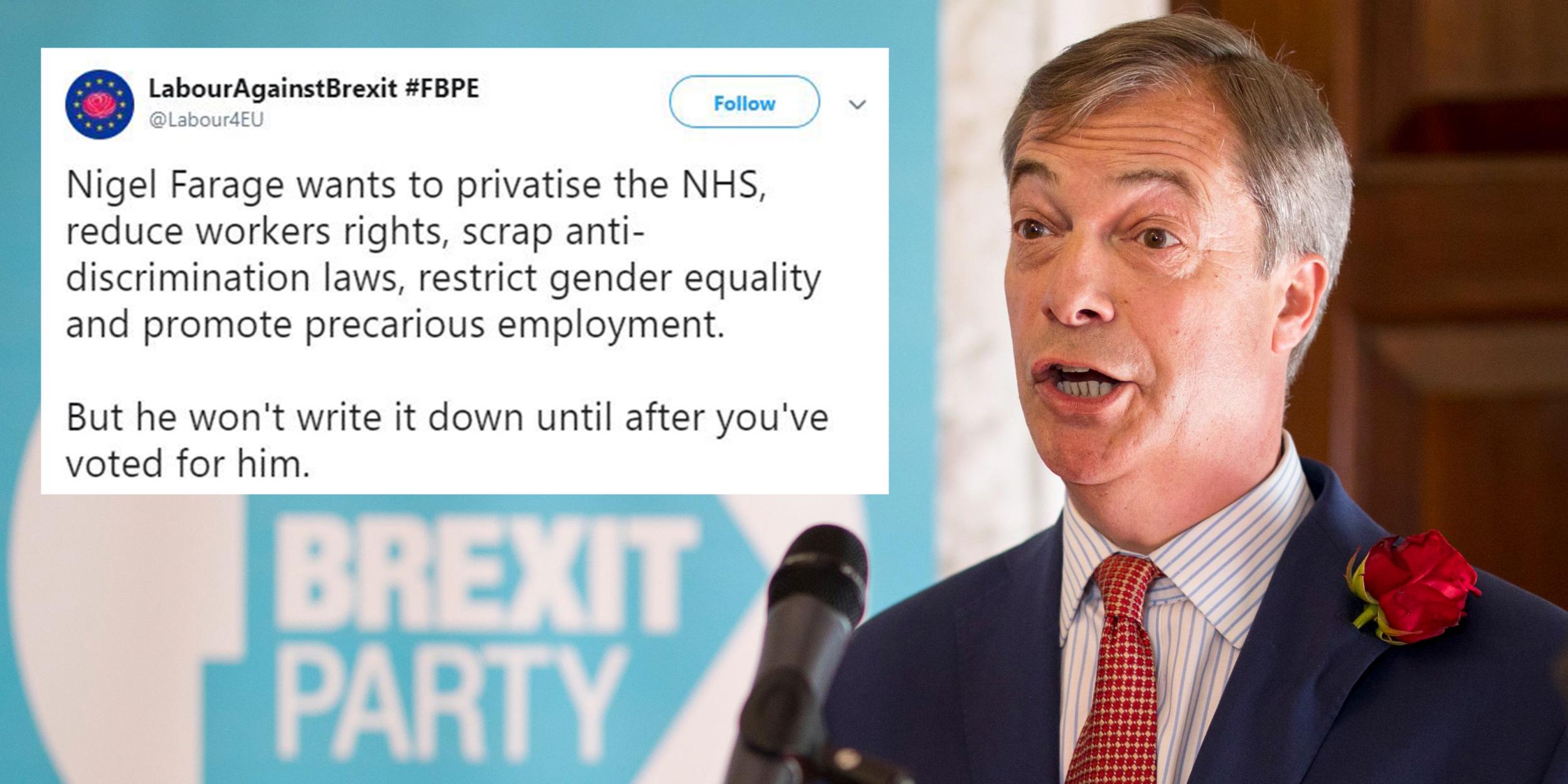 Nigel Farage Says The Brexit Party's Manifesto Won't Be Published Until ...