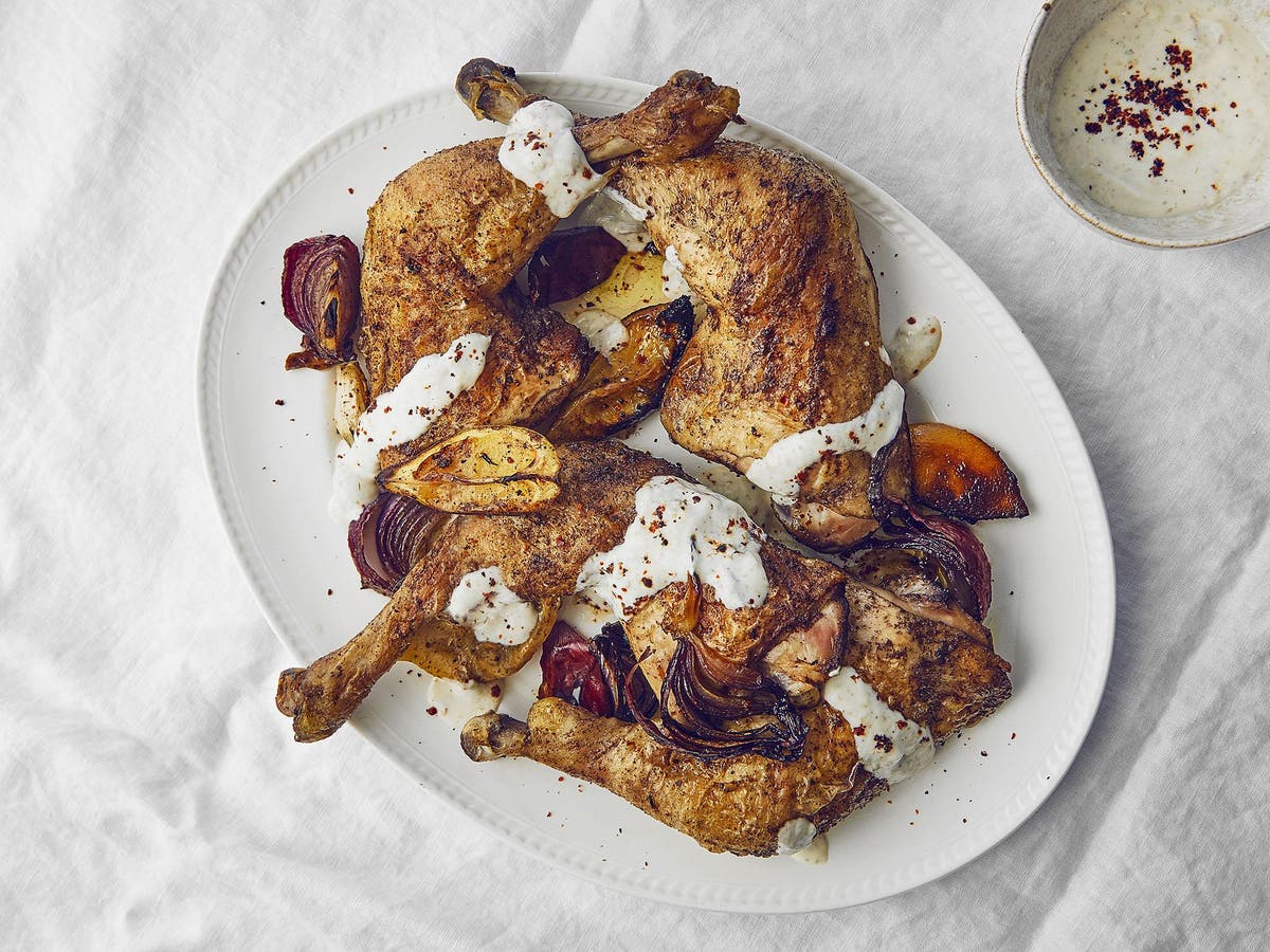 How to make allspice roast chicken with roasted garlic and za’atar yogurt The Independent