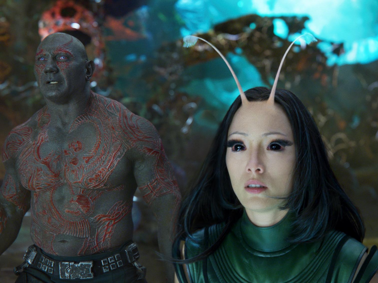 Dave Bautista and Pom Klementieff in ‘Guardians of the Galaxy Vol 2’ (Marvel/Disney)