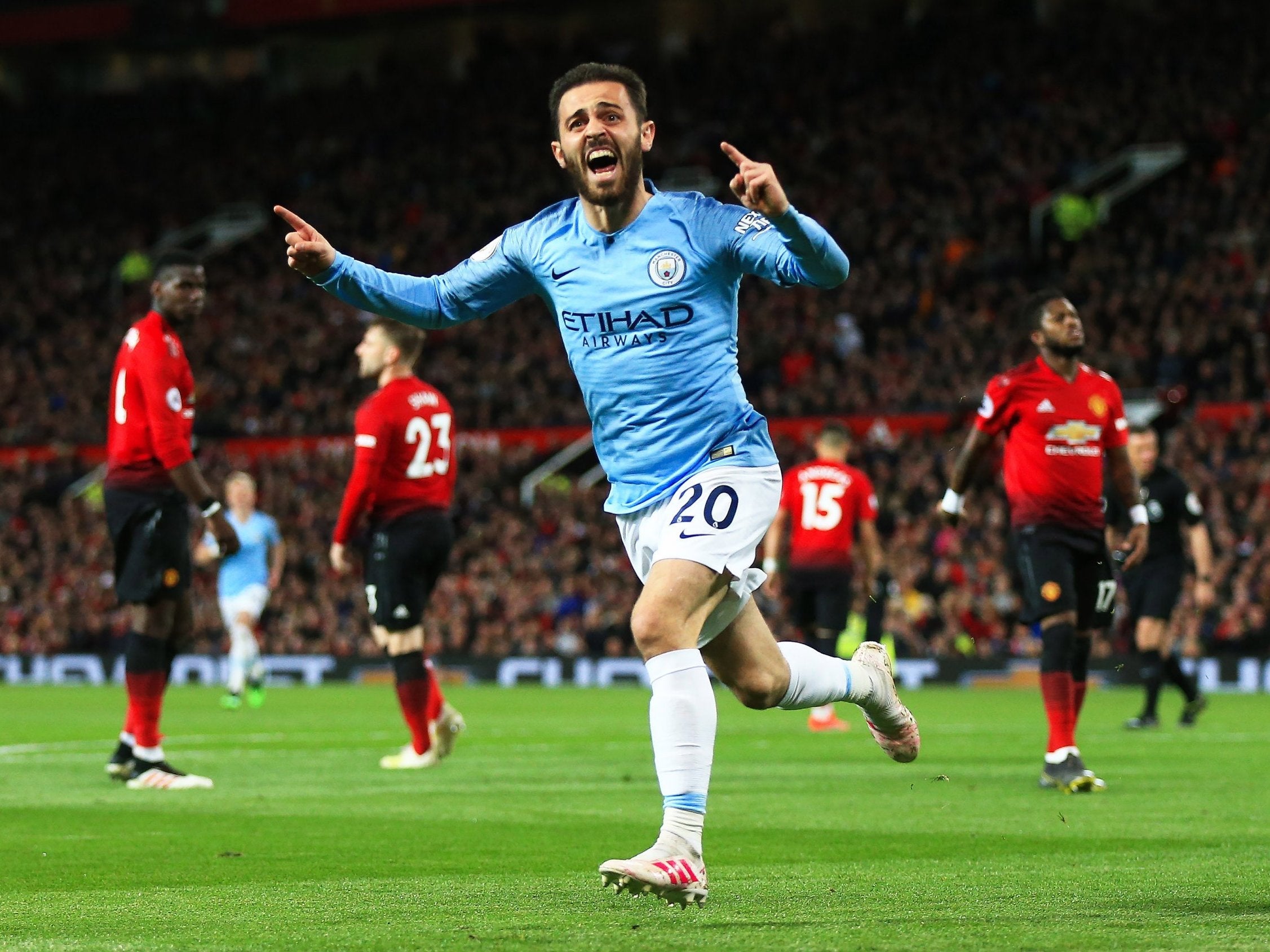 Silva celebrates scoring City’s opener (Getty)