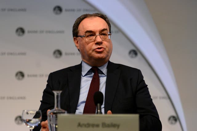 Andrew Bailey speaks at a press conference at the Bank of England in London in February 2019