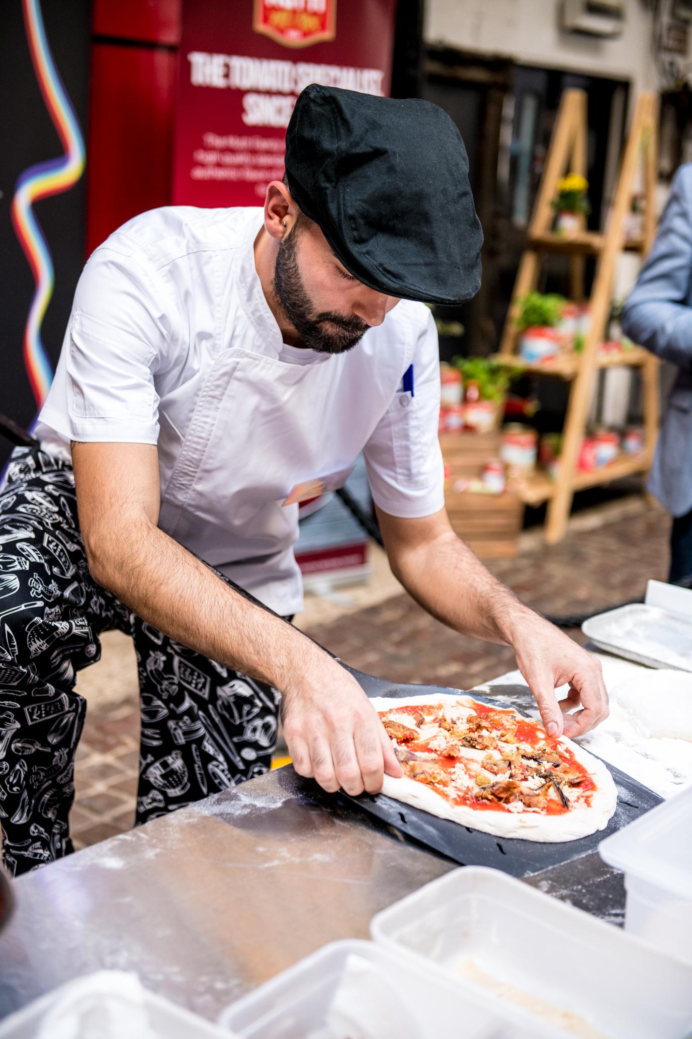 The Promised Land pizza was topped with stir-fried cavolo nero, Italian-style marinated tempeh, pioppini mushrooms, and a borlotti bean sauce (Purezza)