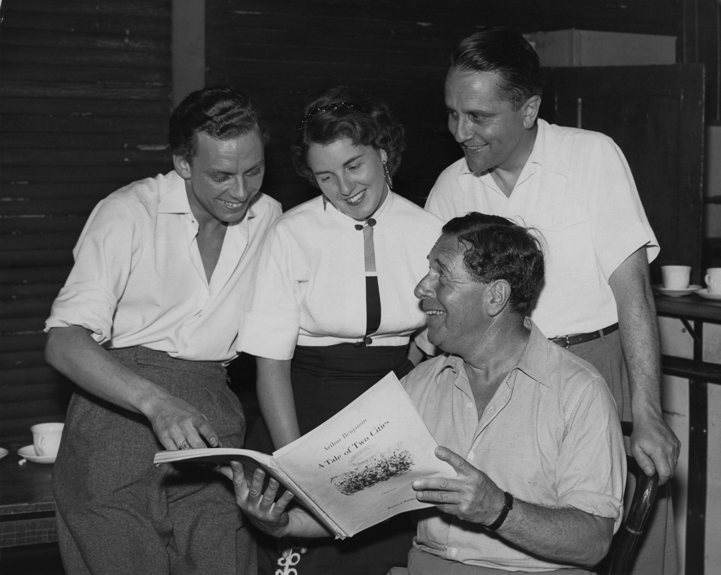 Harper rehearsing the score for ‘A Tale of Two Cities’ with composer Arthur Benjamin