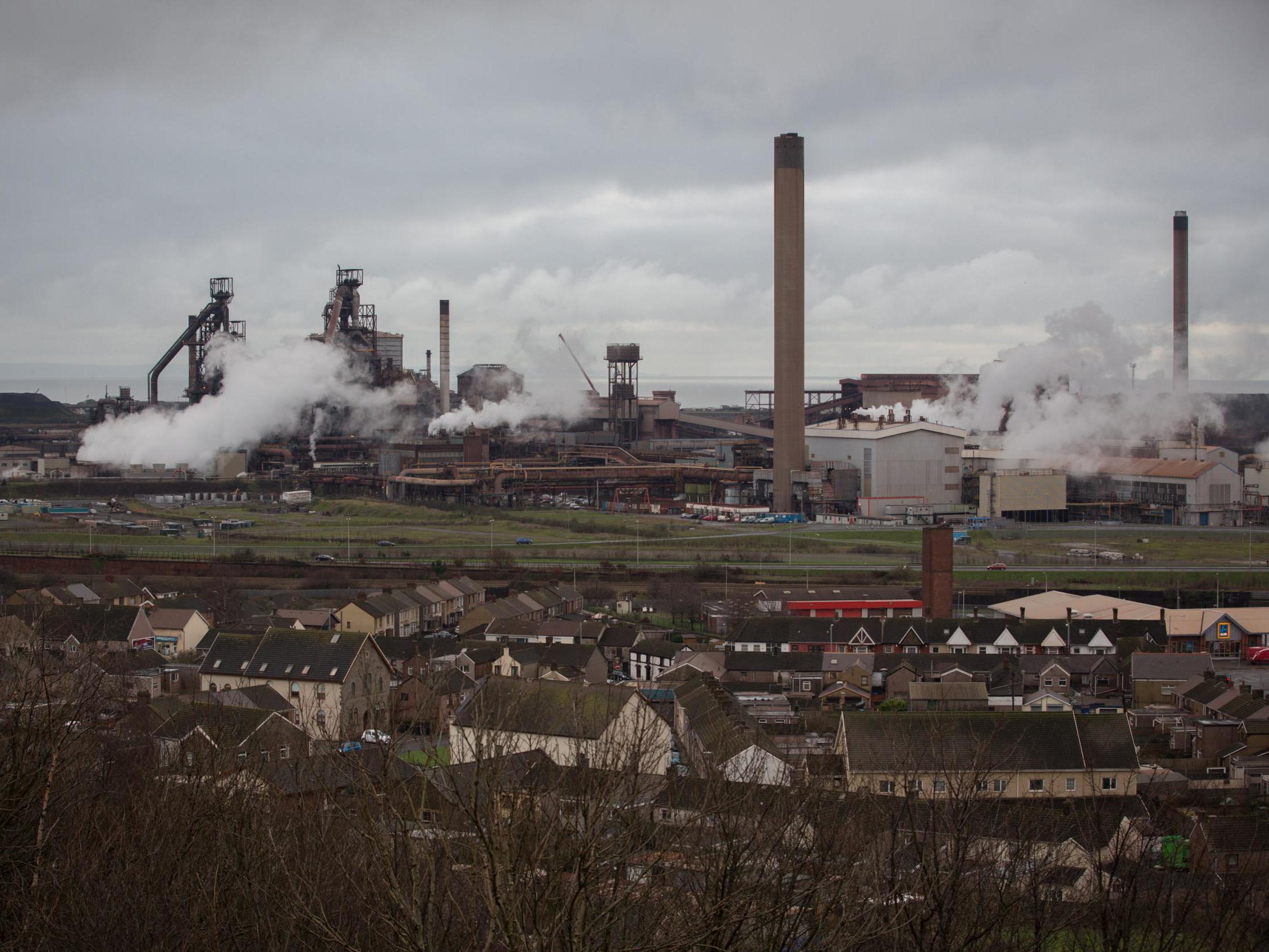 A general view of Tata steelworks in Port Talbot, Wales.