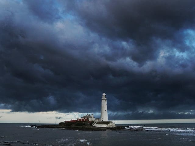 Clouds over St Mary's Lighthouse in Whitley Bay ahead of Storm Hannah hitting the UK