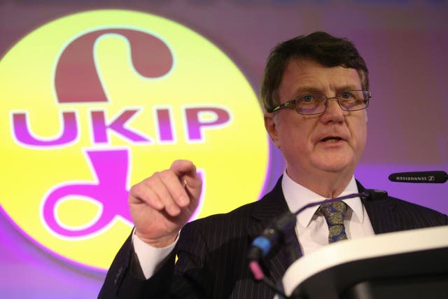 UK Independence Party (UKIP) leader Gerard Batten speaks during a press conference to launch the party's European Parliament election campaign