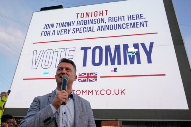 Tommy Robinson at a barbecue rally in Wythenshawe on Thursday