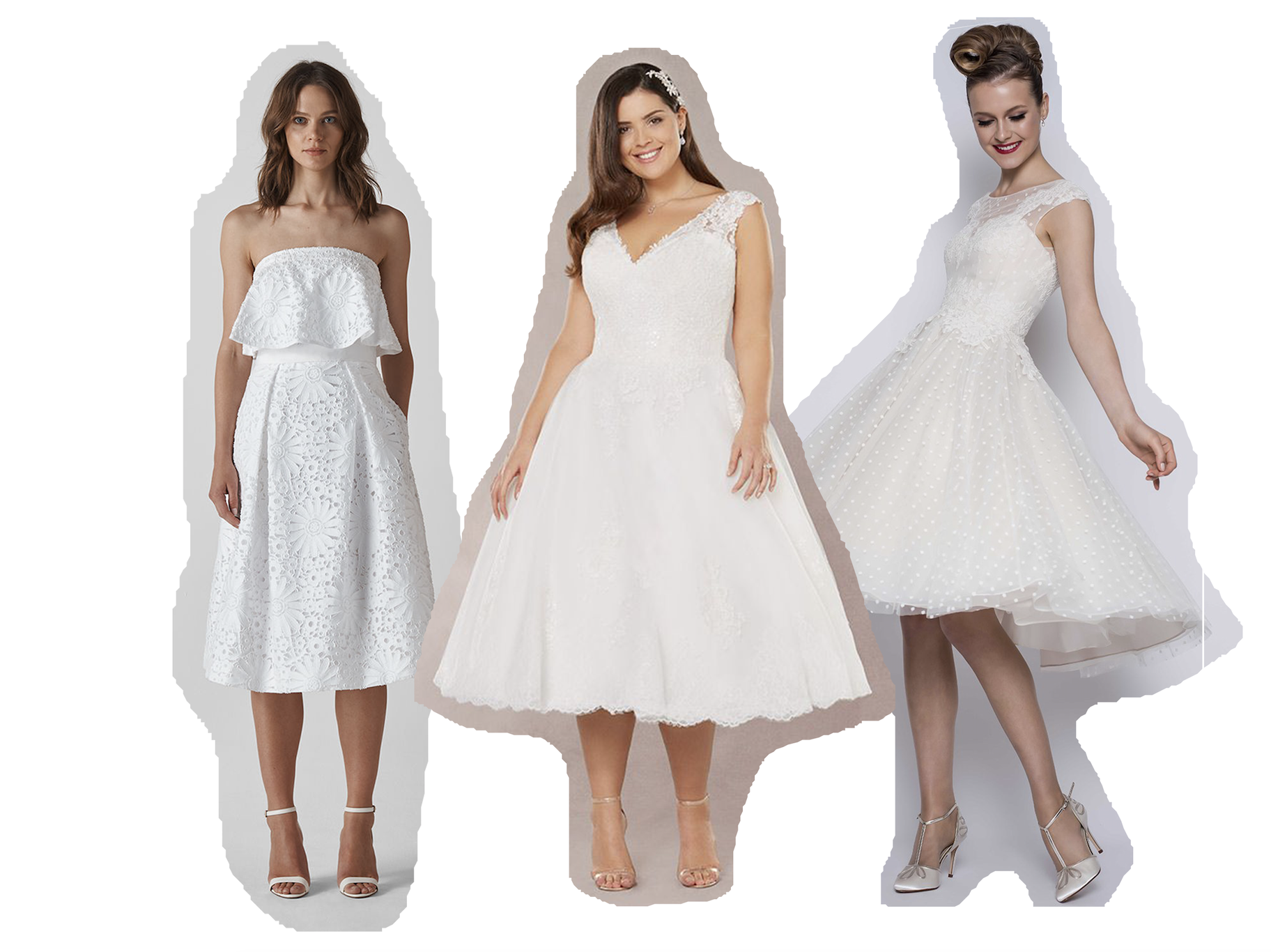 Vivian Wedding Dress, £549, Whistles; Bellami, Lula, £529, £529, Wed2B; Betty, POR, Fairy Goth Mother