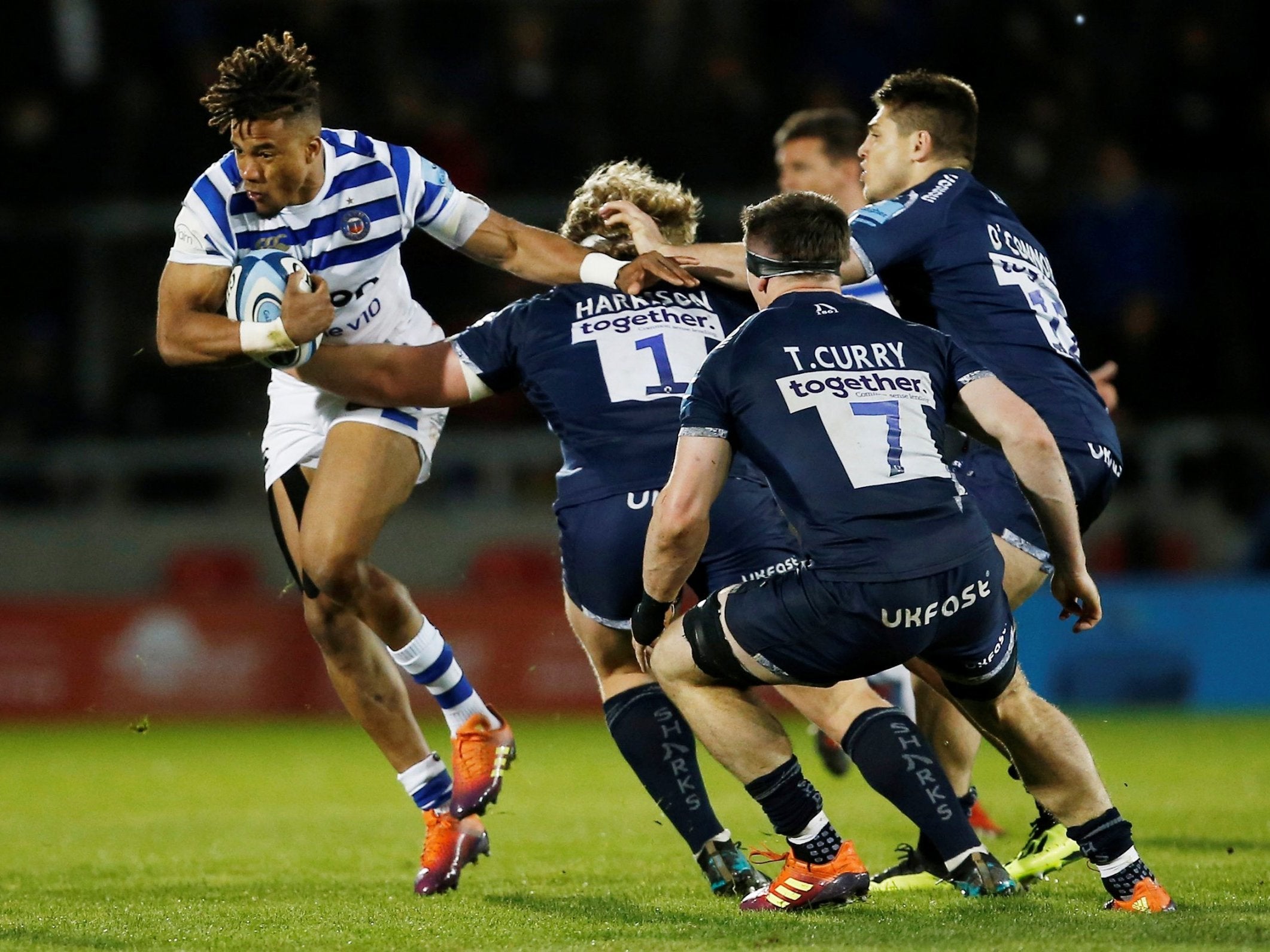 Anthony Watson breaks for Bath