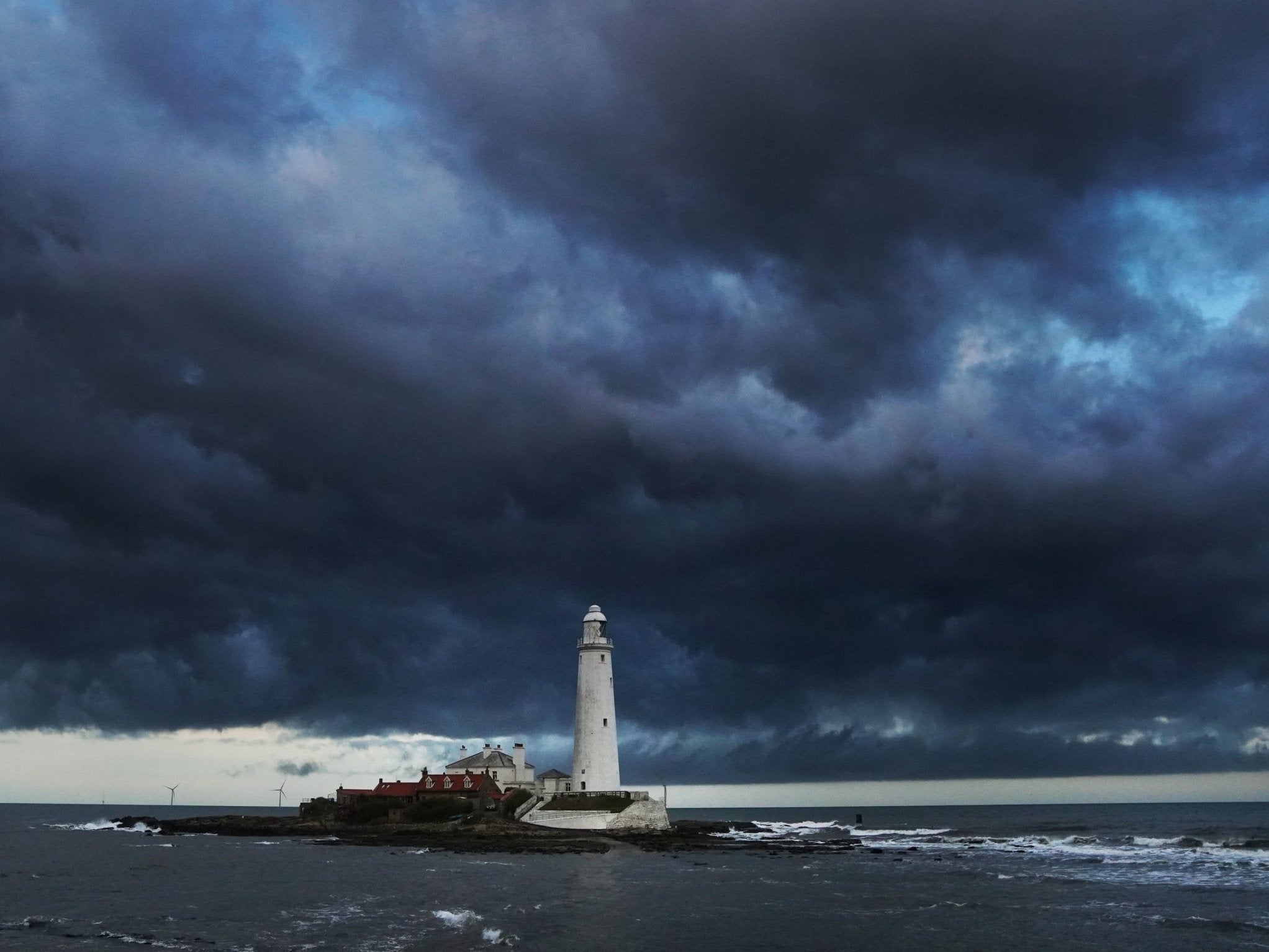 Clouds over St Mary’s Lighthouse in Whitley Bay, Tyne and Wear