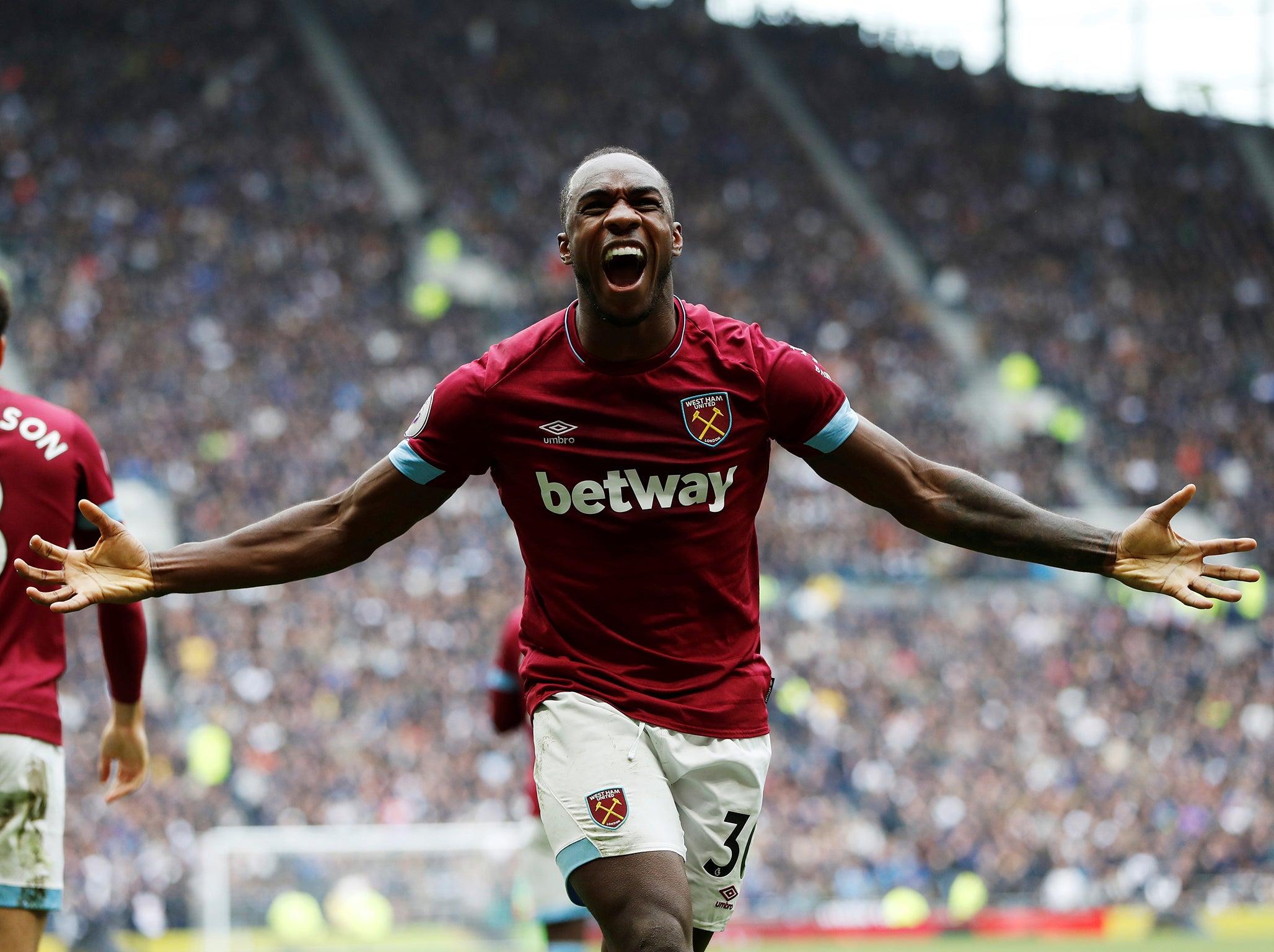 Michail Antonio celebrates scoring the winning goal against Spurs (Action)