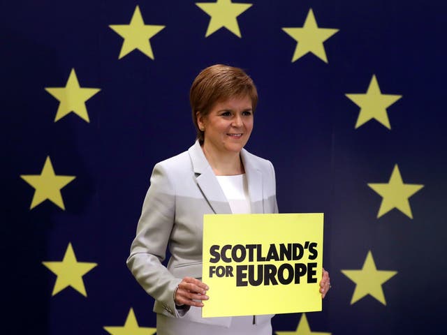 Nicola Sturgeon at the SNP's European elections campaign event on Saturday
