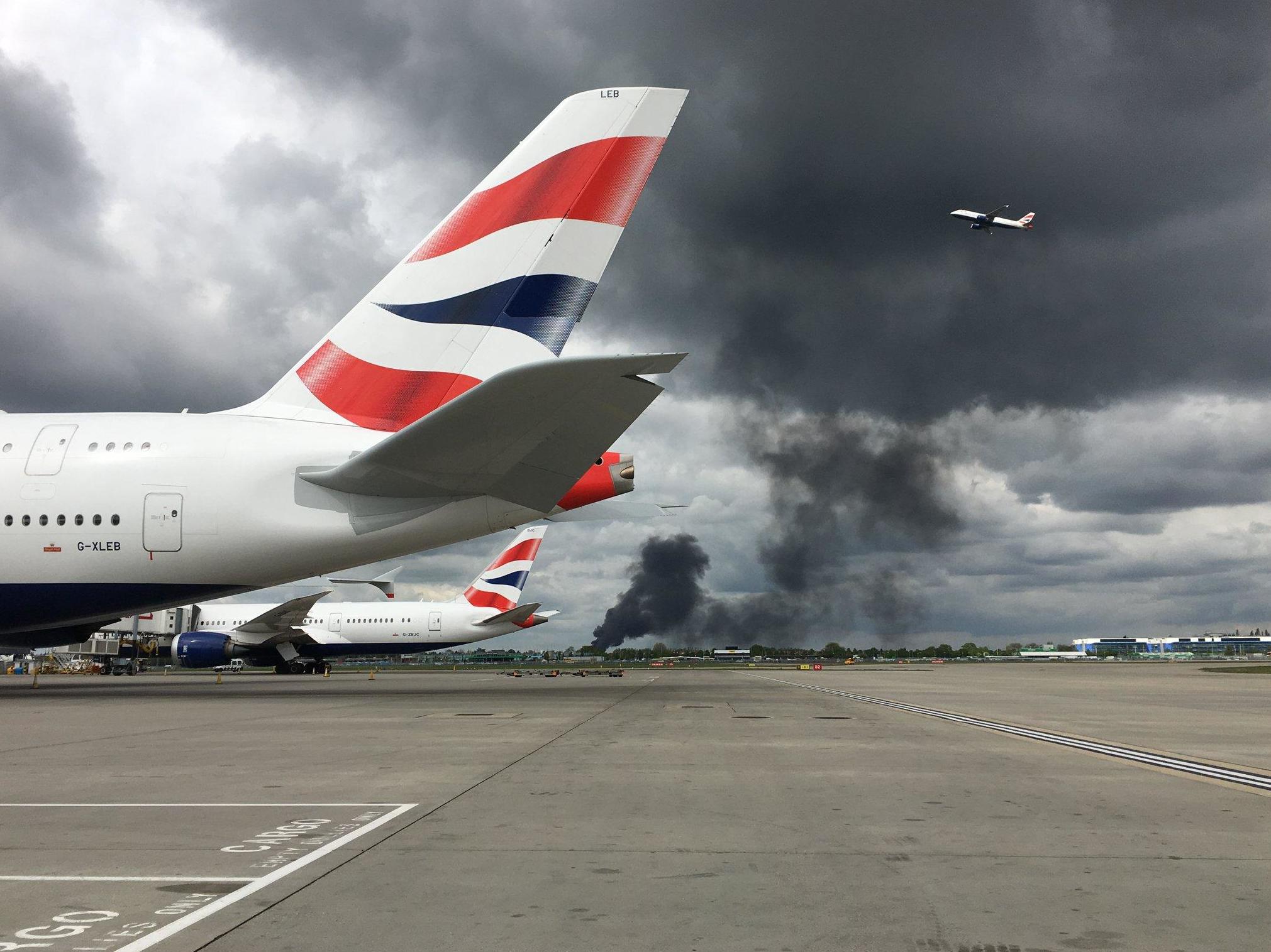 Smoke from fire north of Heathrow Airport