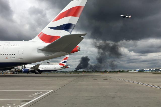 Smoke from fire north of Heathrow Airport