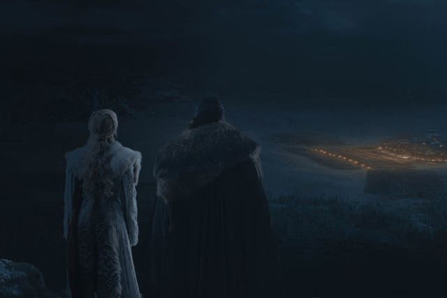 Dany and Jon watch the Dothraki battle the wights in Game of Thrones episode 3, season 8