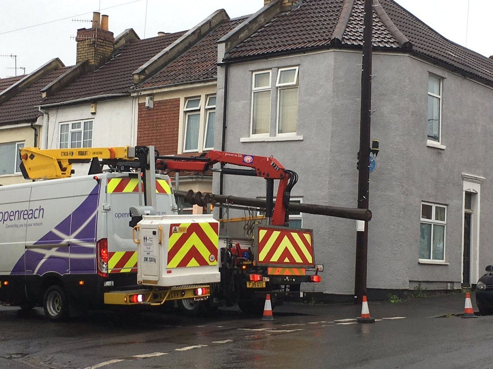 The BT telegraph pole has since been removed