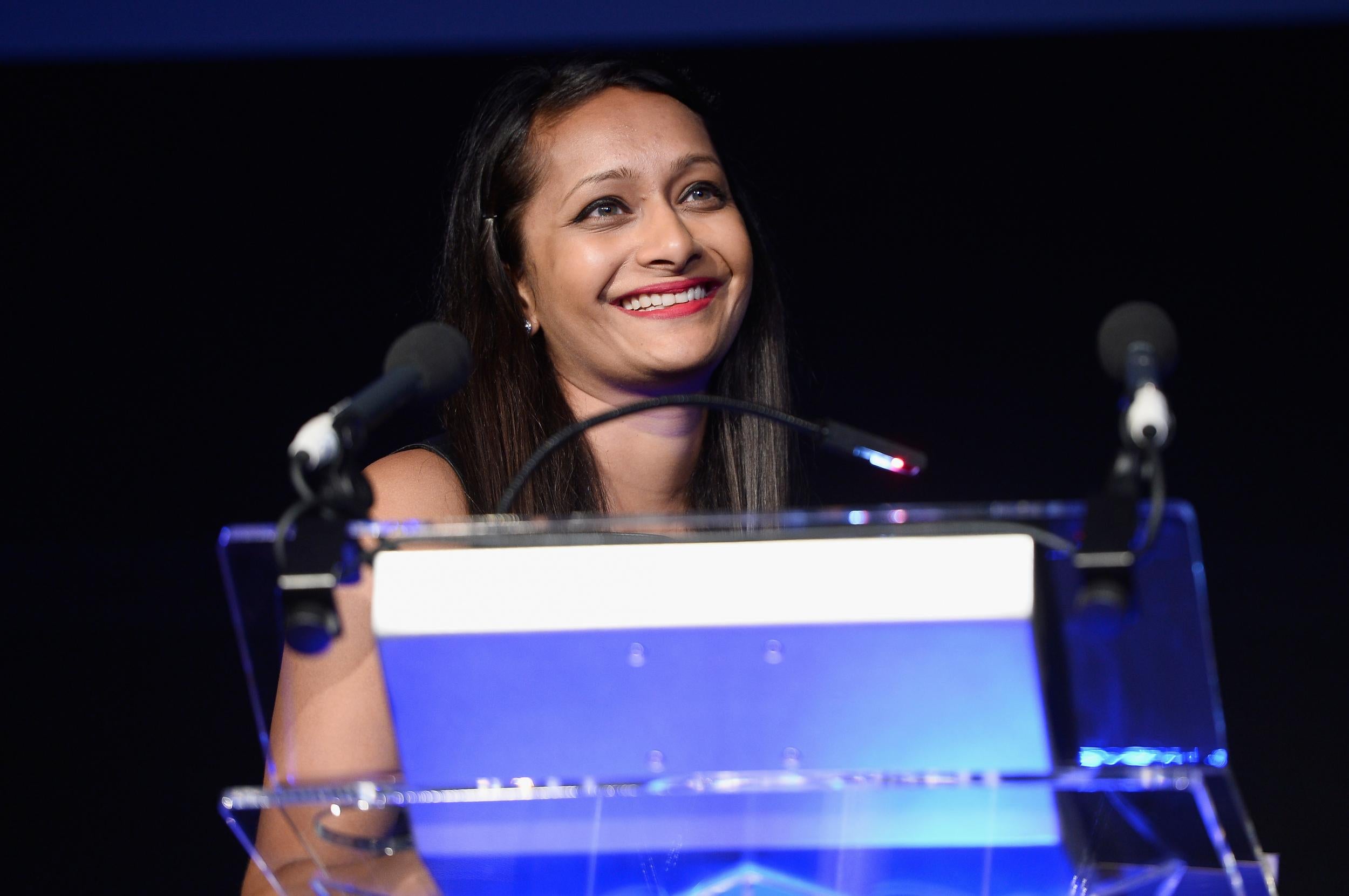 Poorna on stage at the 2014 Sony World Photography awards (Getty)