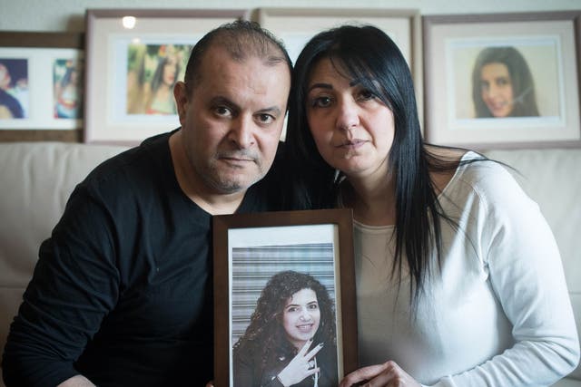 Mohamed Moustafa and Nessrin Abu-Elenein, parents of Mariam Moustafa at their home in Nottingham.