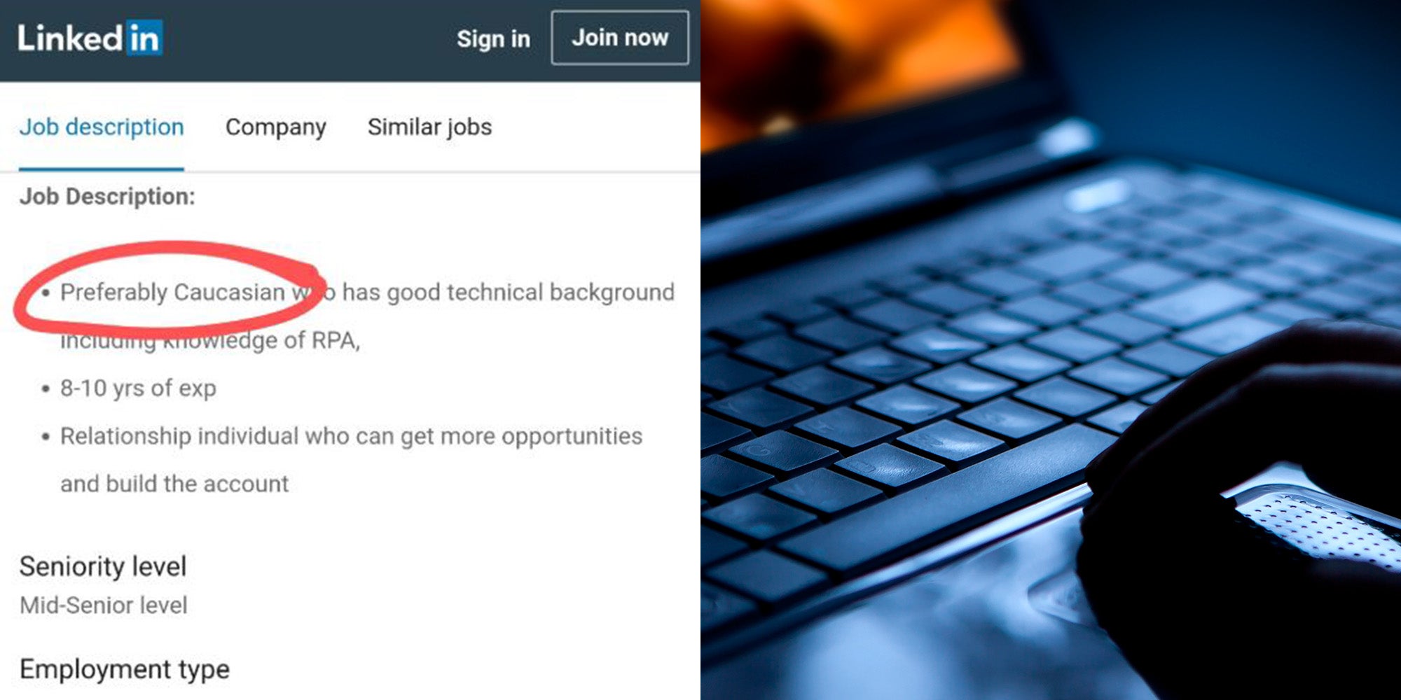 Tech company apologises for LinkedIn job advert asking for 'preferably caucasian' candidates