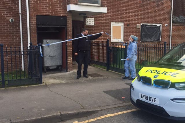 Police at a property on Vandome Close in east London where two women have been found dead