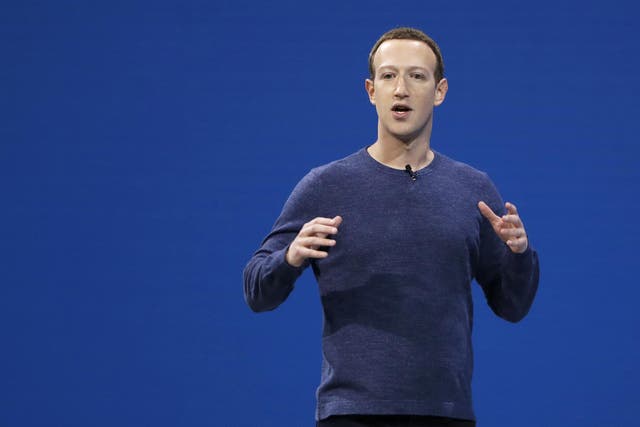 Facebook CEO Mark Zuckerberg makes the keynote speech at F8, Facebook's developer conference in 2018
