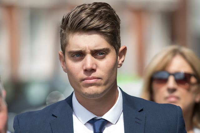 Former Worcestershire cricketer Alex Hepburn arrives at Hereford Crown Court for sentencing on 30 April 2019 after being convicted of raping a woman at his flat in April 2017