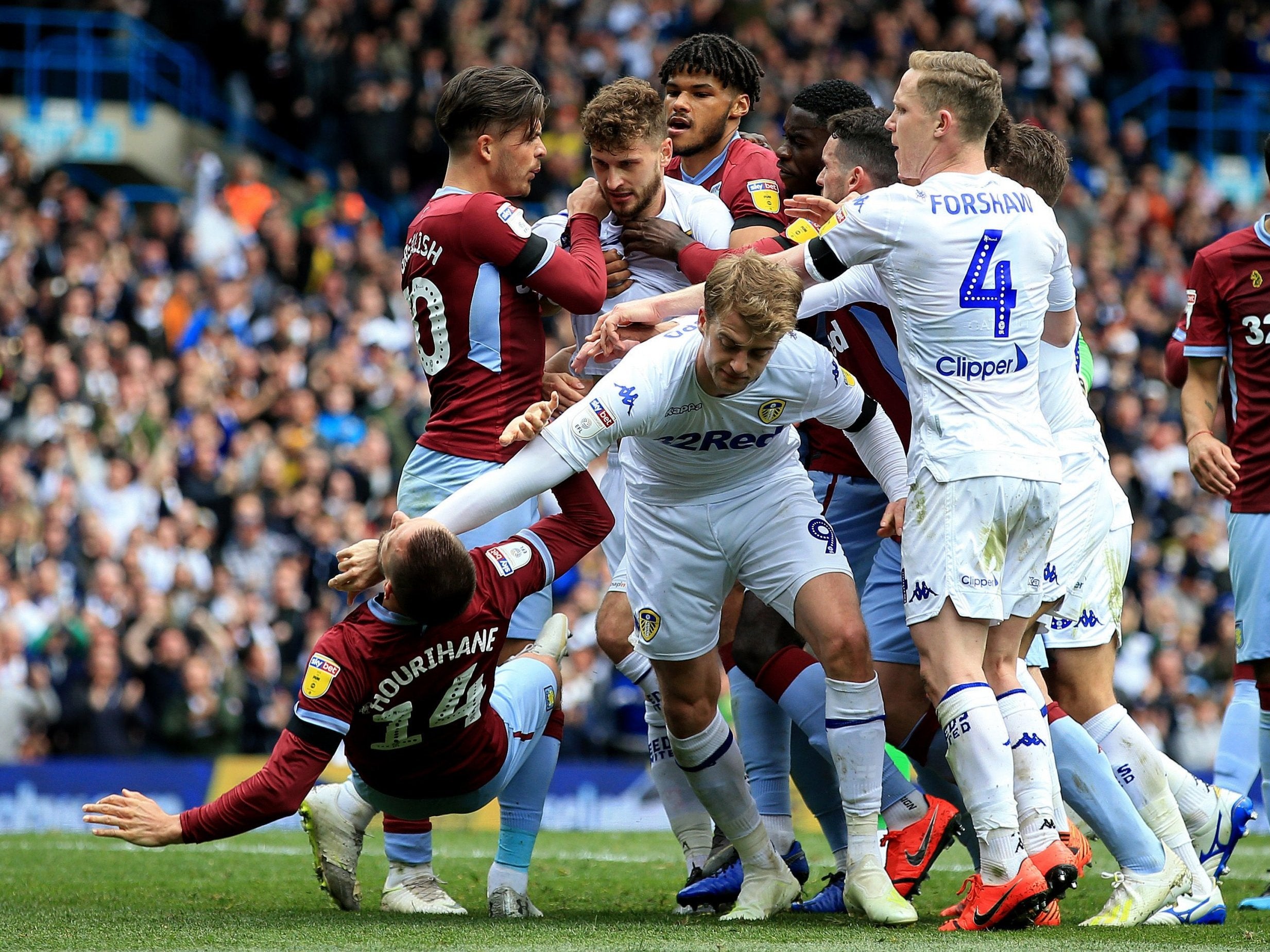 Patrick Bamford was involved in a melee with Aston Villa players