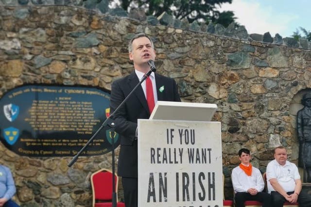 Sinn Fein TD Pearse Doherty speaking at an Easter commemoration in Co Tyrone