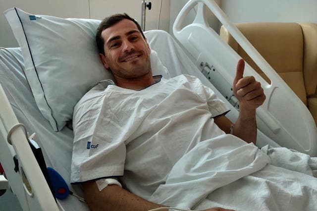 Casillas tweeted from his hospital bed to say he was 'under control'