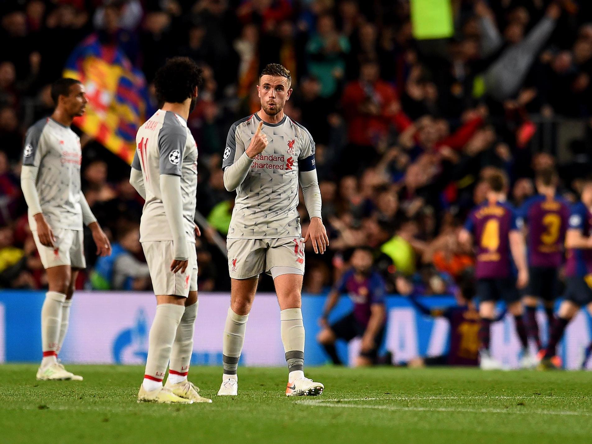 Liverpool react after Lionel Messi scores