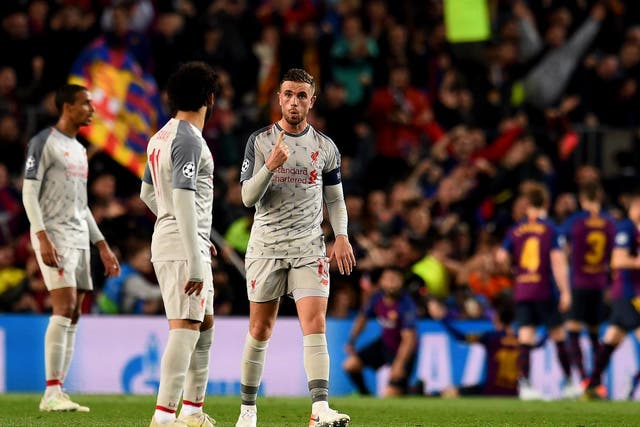 Liverpool react after Lionel Messi scores