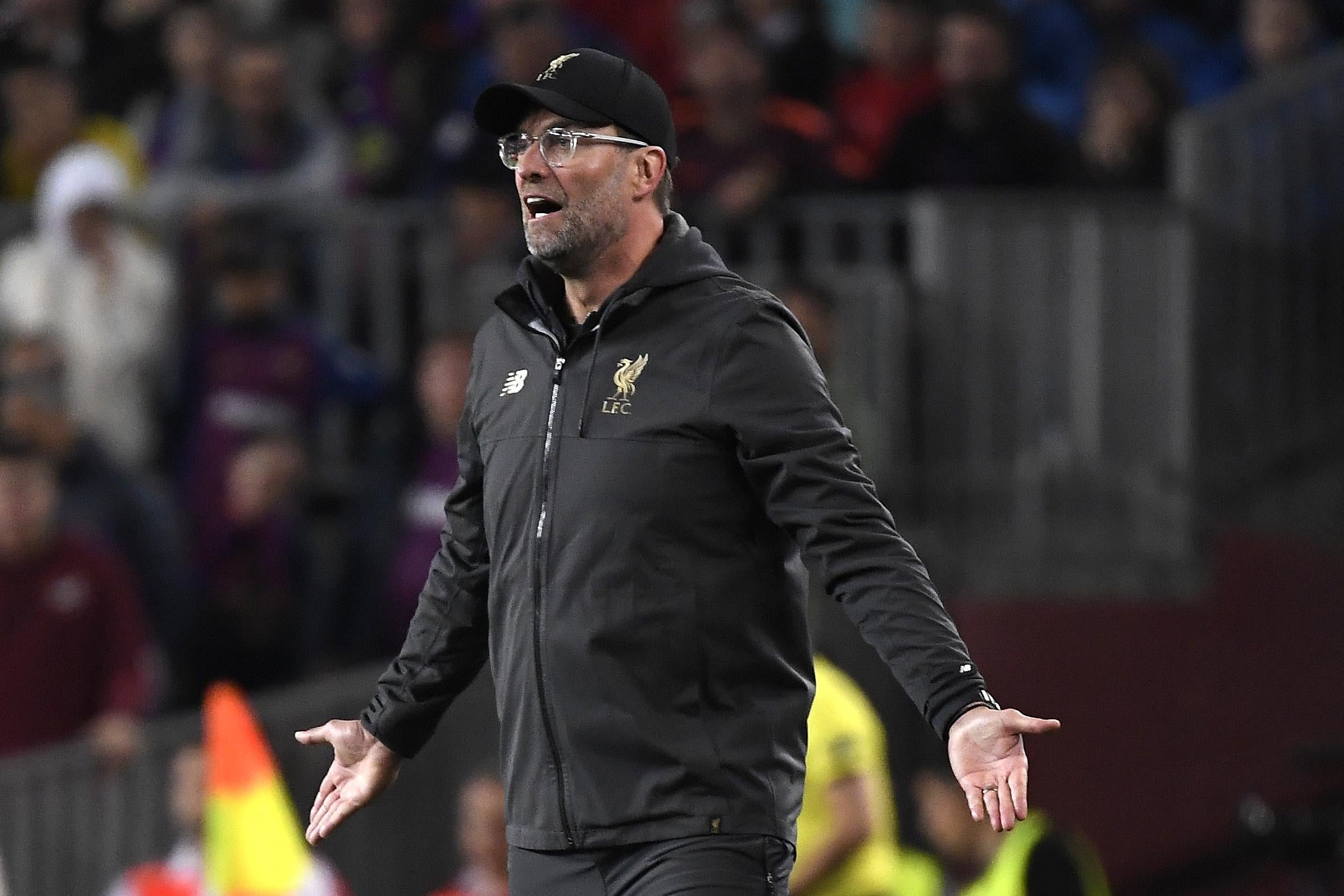 Jurgen Klopp on the touchline at the Camp Nou