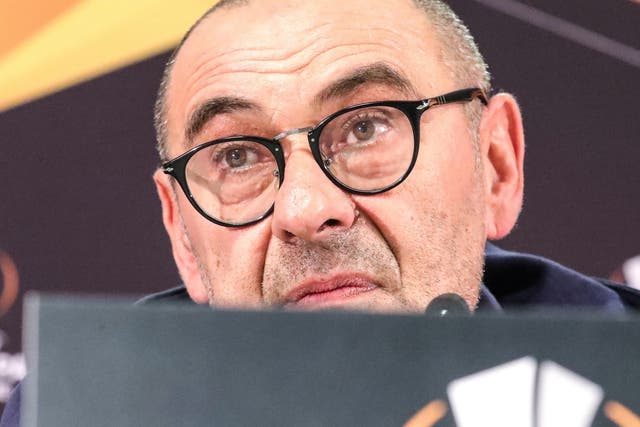 Chelsea's manager Maurizio Sarri attends a press conference