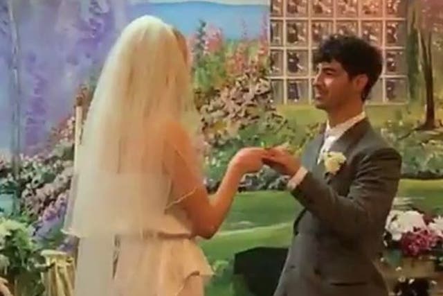 Sophie Turner and Joe Jonas exchange vows in a live video shared by Diplo on Instagram