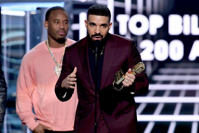 Drake accepts the Top Billboard 200 Album award for 'Scorpion'