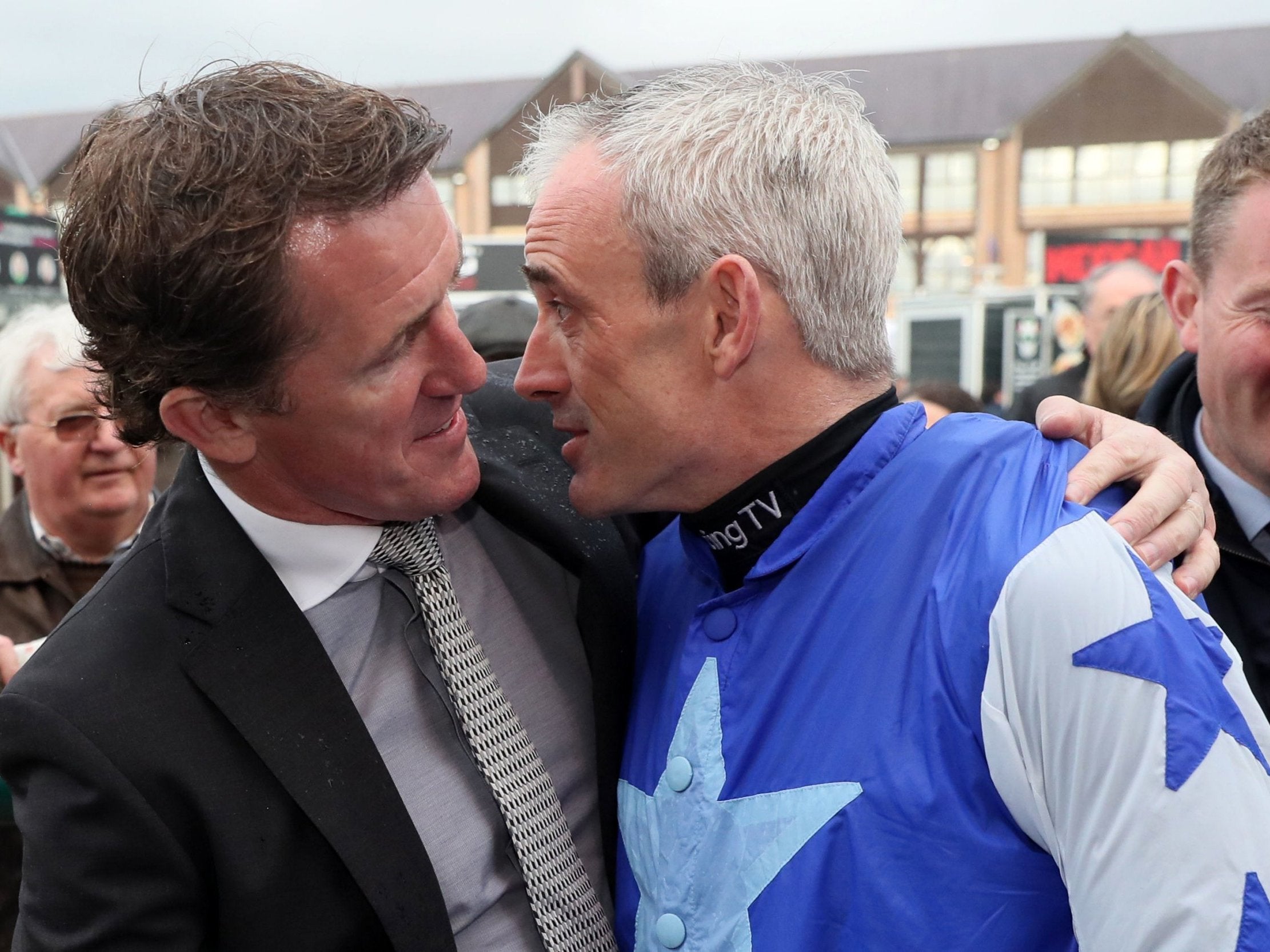 Ruby Walsh with Tony McCoy after Walsh announced his retirement at Punchestown