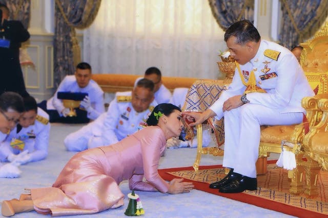 King Maha Vajiralongkorn and Queen Suthida during their wedding ceremony in Bangkok
